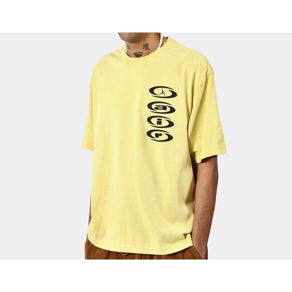 Air Jordan x Travis Scott Mens T Shirt Yellow Canary DZ5514 308 Size M NEW Rodeo - Picture 1 of 3